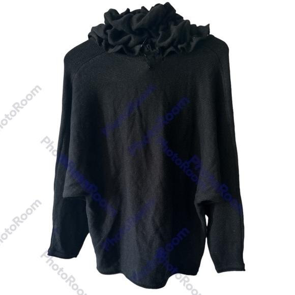 Alfani Black Sweater w/ Ruffled Removeable Infinity ScarfStyle 6825EBK644 1X - Picture 2 of 6
